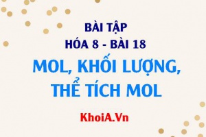 Bài tập về Mol, Khối lượng mol và thể tích mol của chất khí - Hóa 8 bài 18
